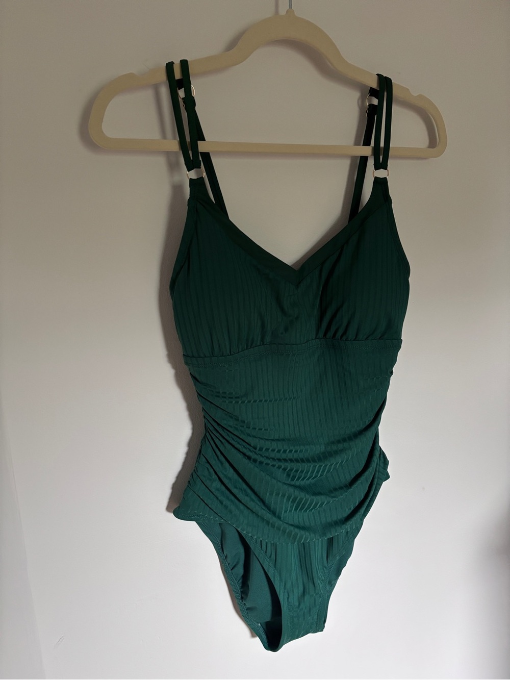 Ellen Tracy Emerald Green Ruched One-Piece Swimsuit